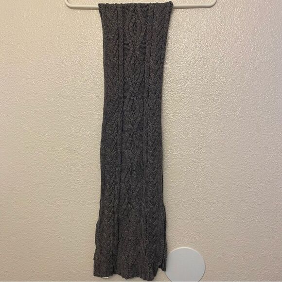 Dark gray chunky Cable knit scarf men’s women’s unisex 10x62 - Picture 4 of 9
